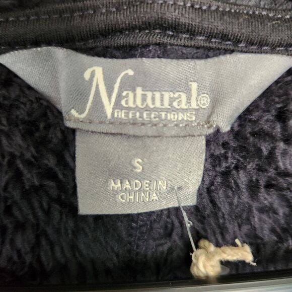Natural Reflections Small Anthracite Cozy Hooded Cardigan Long Fleece Black NWT - Picture 12 of 13